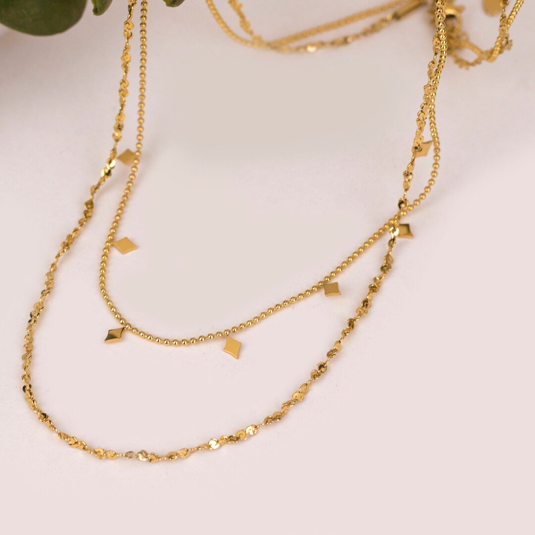 DOUBLE LAYERED Necklace, TWIST Necklaces Chain, Necklaces for Girls