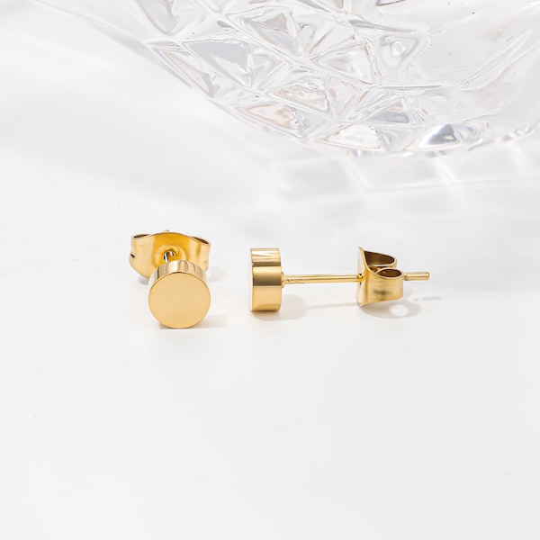 CIRCLE GOLD STUD Earrings, Stainless Steel Stud, 18k Gold Earrings, Studs For Women, Stylish Circular Earrings, Dainty Gold Hoop Earrings