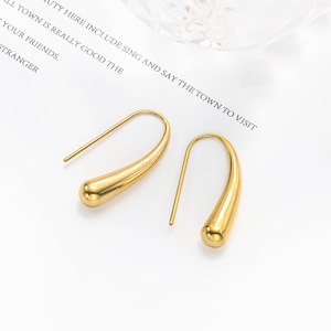 18K Gold Waterdrop Ohrringe, Minimalistische Ohrringe, Baumeln Ohrringe, Haken Ohrringe, Goldtropfen Ohrringe, Geschenk für sie, Brautschmuck Bild 2