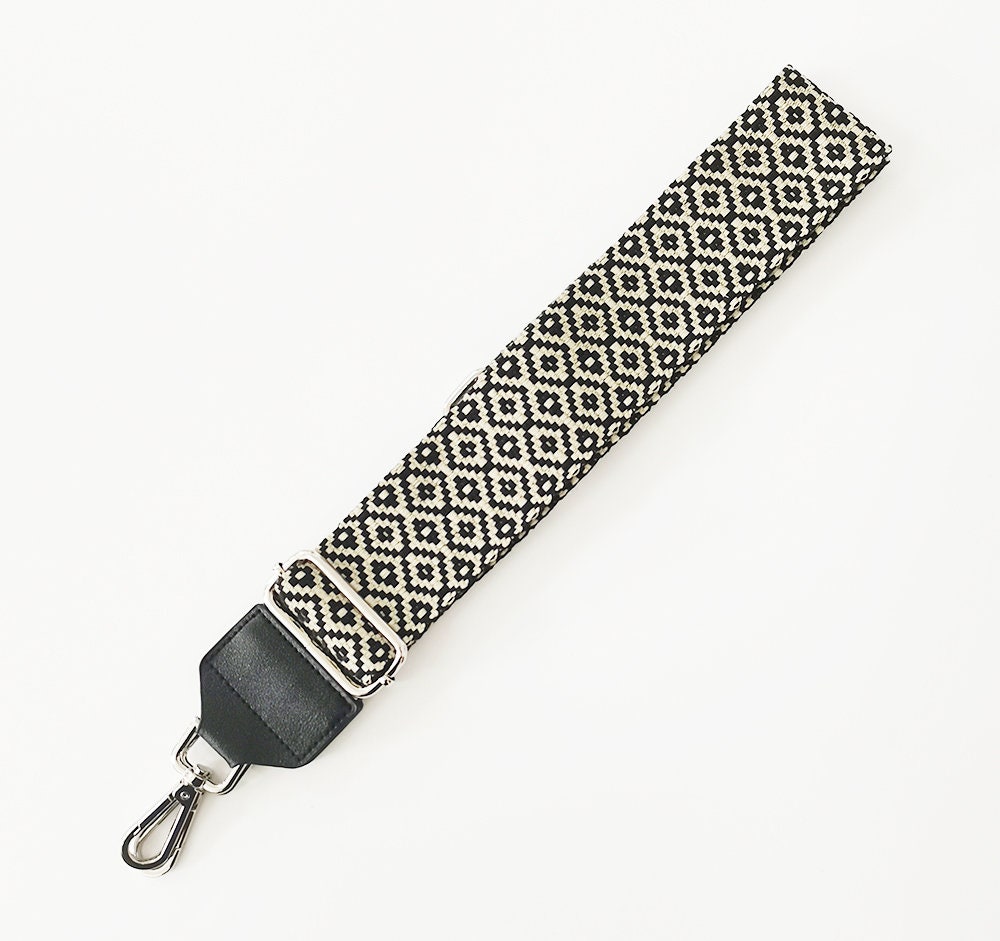 53 inch Crossbody Striped Purse Strap Adjustable Bag Strap Silver/Black