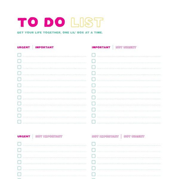 Colorful To Do List  |  Time Management |  Focus | ADHD | Organization