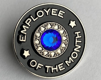 Employee of the Month Blue Sapphire Stone Award Lapel Pin