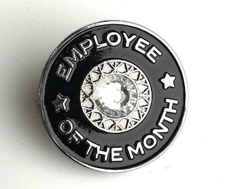 Employee of the Month White/Clear Stone Award Lapel Pin