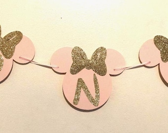 Rosa und Gold Minnie Maus Erster Geburtstag Hochstuhl Banner - Minnie Maus Erster Geburtstag Dekorationen - Erster Geburtstag Party Dekor