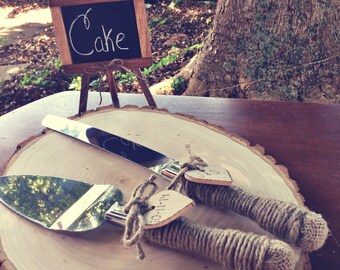 Rustikales Tortenheber Set - Rustikale Hochzeitstorte Messer - Shabby Chic Hochzeit - Rustikaler Tortenheber - Rustikaler Hochzeitstortenheber - Landhochzeit