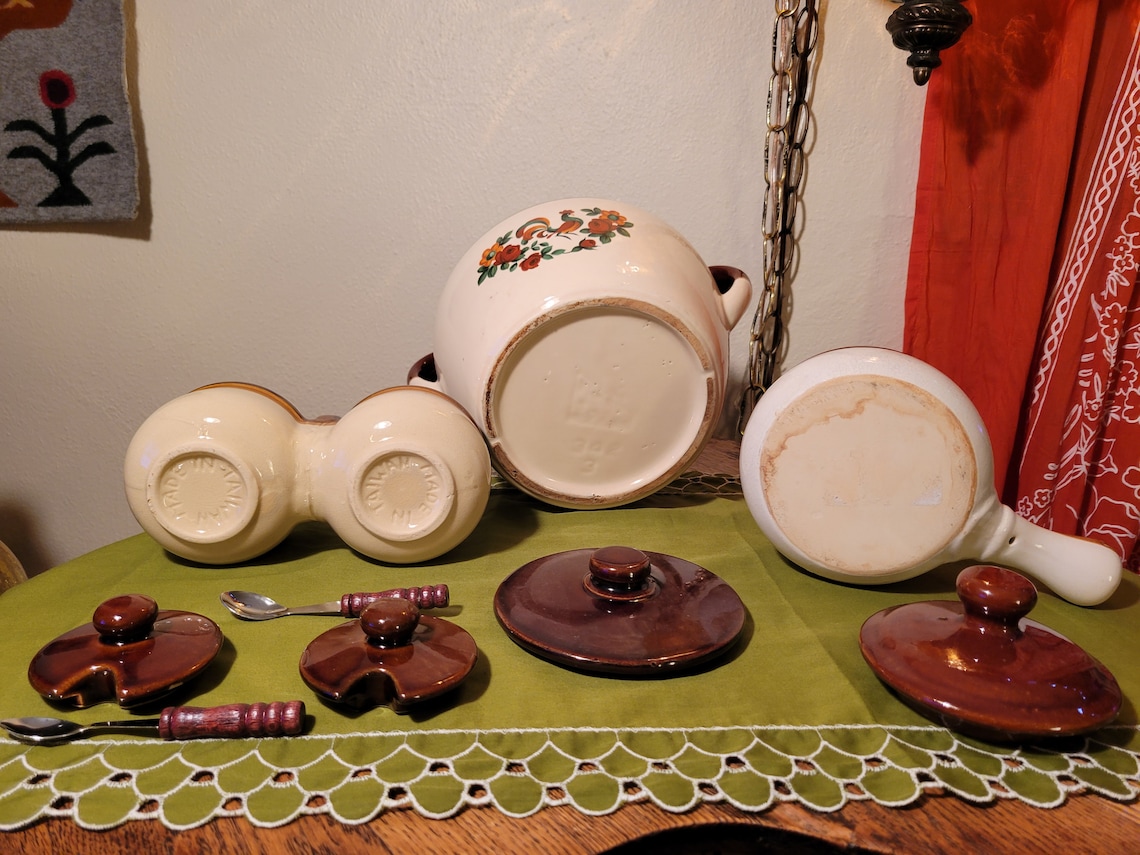 Vintage Stoneware / Earthenware 70's Kitchenware Set Mccoy Bean Pot ...