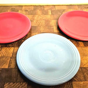 Vintage Fiestaware Luncheon 6&quot; Salad Plates, Red and Sky Blue