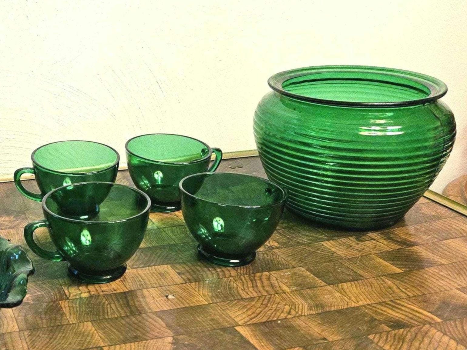 アンカーホッキング　大型パンチ ボウル　耐熱ガラス　ヴィンテージ Anchor hocking punch bowls - Etsy 日本