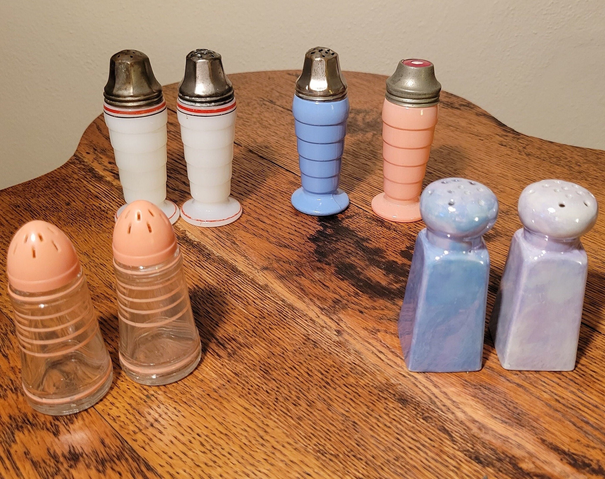 Vintage Retro MCM Salt and Pepper Shakers Diner Style, Hazel Atlas