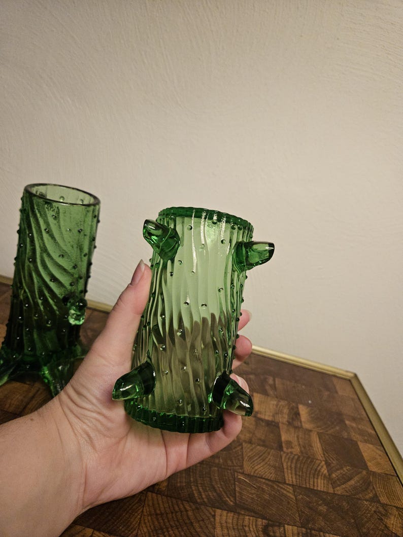 Cream and Sugar Bowl, Northwood Glass, Green Town Pump & Trough image 6