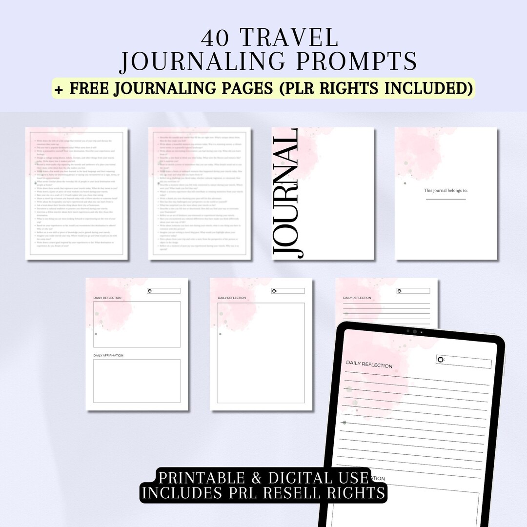 40 Travel Journal Prompts FREE Bonus Journaling Pages Travel Journaling ...