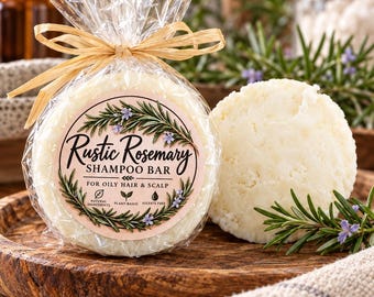 Rustic Rosemary Shampoo Bar Cold Process cured 8 weeks | Handmade Botanical Hair Care for Oily Hair & Scalp