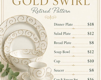 Servizio da tavola Pier 1 Gold Swirl / Porcellana fuori produzione / Piatti oro bianco / Elegante apparecchiatura / Mix & Match / Vintage