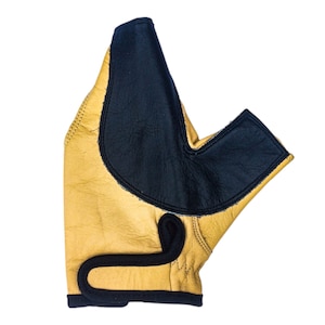 Gelb & Schwarz Leder Bogenhandschuh - Bogenschießen Shooting und Jagd Handschuh - Langlebiger Fingerschutz