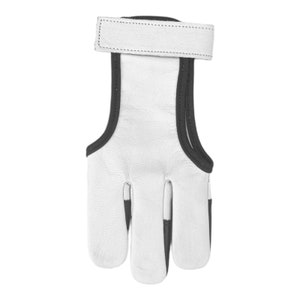 3 Finger Archery Leather Glove – Durable White/Black or Yellow/Black Design – Perfect for Target & Bow Hunting