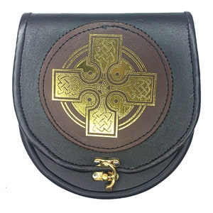 Men&#39;s Scottish Semi-Dress  Leather Sporran – Real Leather Bag with Traditional Tassels – Highland Accessory