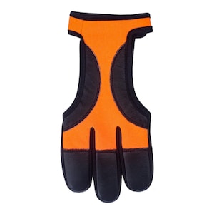 Leather Archery Gloves – Green/Black or Orange/Black – 3-Finger Shooting Glove for Recurve & Longbow