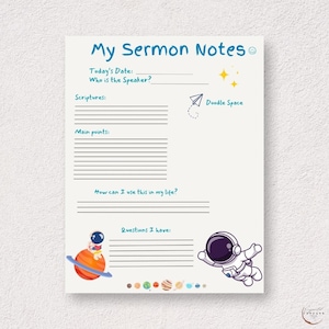 Airplane Sermon Notes for Kids, Teens | 6 airplane printable sermon note lined journal designs | US Letter, A4, A5, Goodnotes, digital