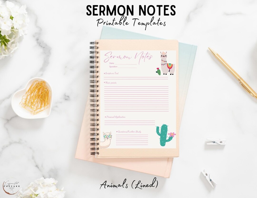 Animal Sermon Notes Digital Template for Kids, Teens | 6 Animals ...