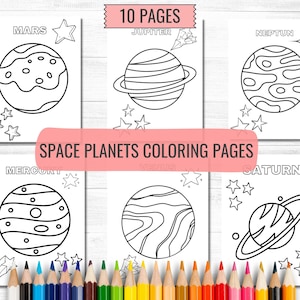Space Planets Coloring pages for kids,  Printable coloring pages, Space Activity Sheets INSTANT DOWNLOAD
