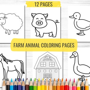 Farm Animals Coloring Pages for Kids, Printable Coloring Pages, Farm Activity Sheets, Homeschool Printable, INSTANT DOWNLOAD