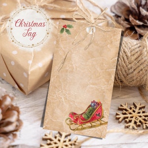Vintage Christmas Gift Tags Printable, Digital Vintage Christmas Cards, Christmas Favor Tags, Santa Claus Tags