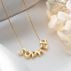 Collar con nombre de burbuja, collar con letra de burbuja, collar con letra hinchada, collar con letra 3D, collar con letra inicial de burbuja, regalo del día de San Valentín