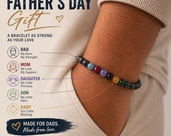 Family Bracelet for Fathers Day,Beaded Birthstone Men's Bracelet, Custom Family Bracelet For Dad, Gift For Him