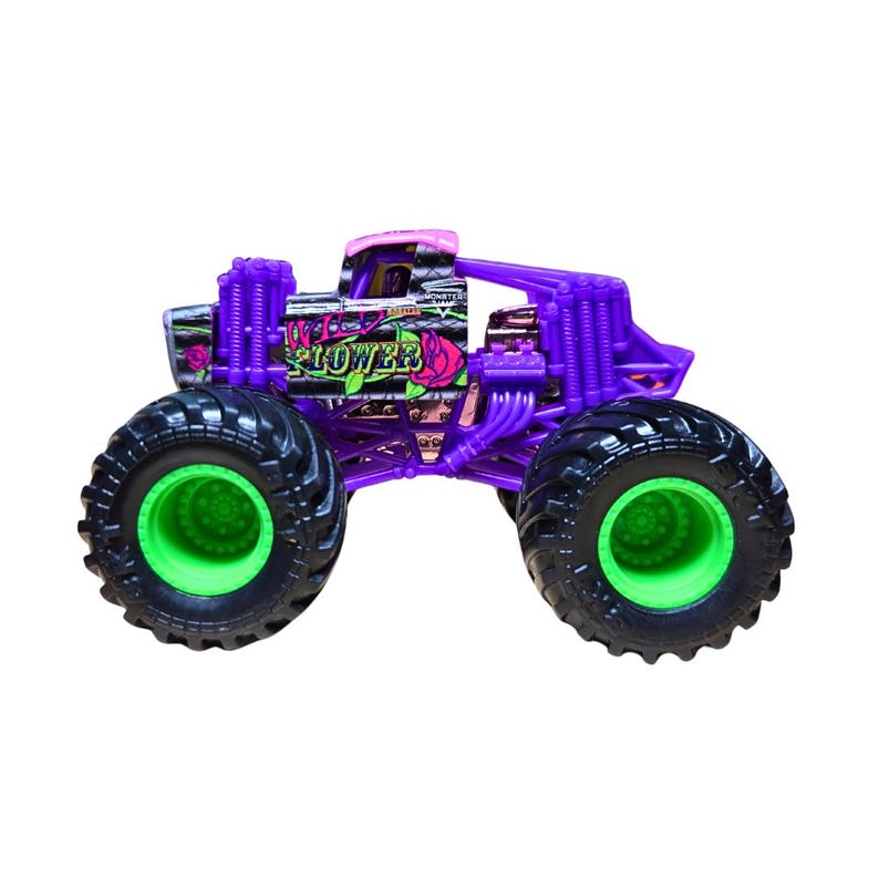 Camión de flores silvestres Monster Jam Double Down Showdown, vehículo fundido a presión de 4 pulgadas imagen 6
