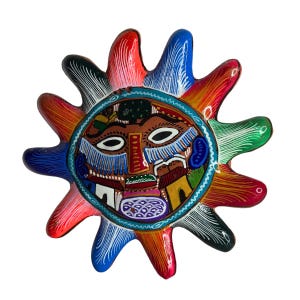 Talavera 10" Sun Face Wall Art Hand Painted Mexican Pottery Folk Art NEW