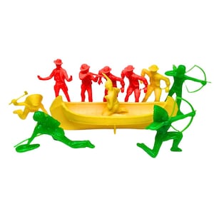 Cowboys and Indians lot vtg western toys red yellow green plastic 1960s marx
