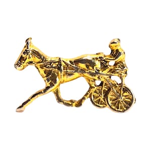 Vintage Rennpferd und Buggy Brosche vergoldet