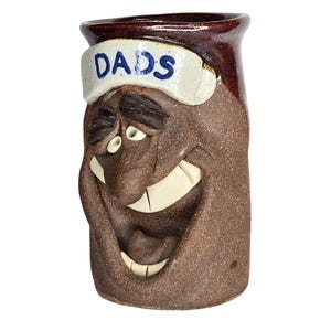 Vintage Ugly Funny Face aardewerk kunst koffiemok Dad's