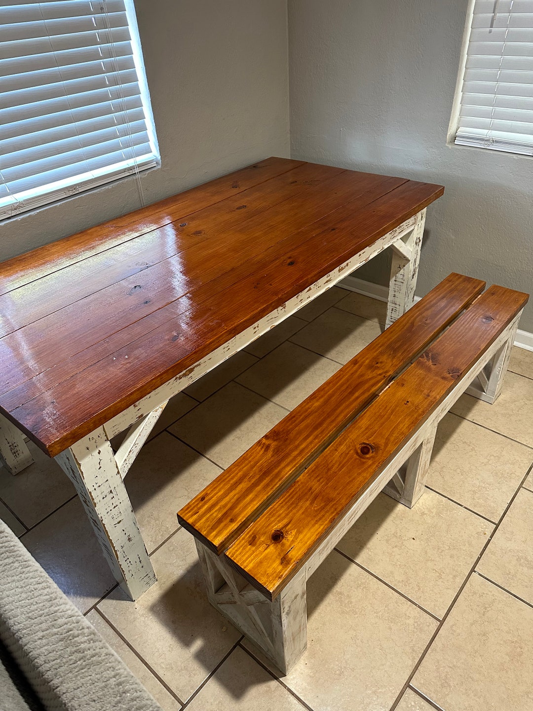 Dining Room Table and Bench - Etsy