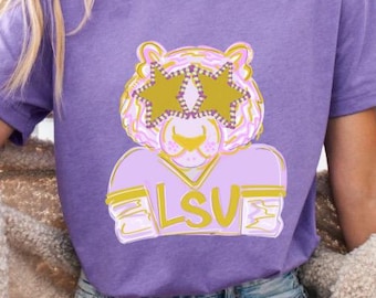 Preppy Tigers Shirt | Bella Canvas LSU Inspired Tee | Game Day Graphic Tee | Mascot Star Glasses Tiger Shirt