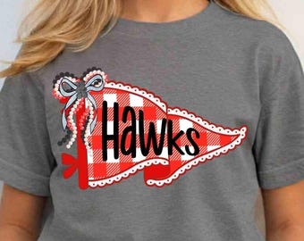 Red Striped Hawks Pennant Youth Tee | School Spirit, Athletic Logo