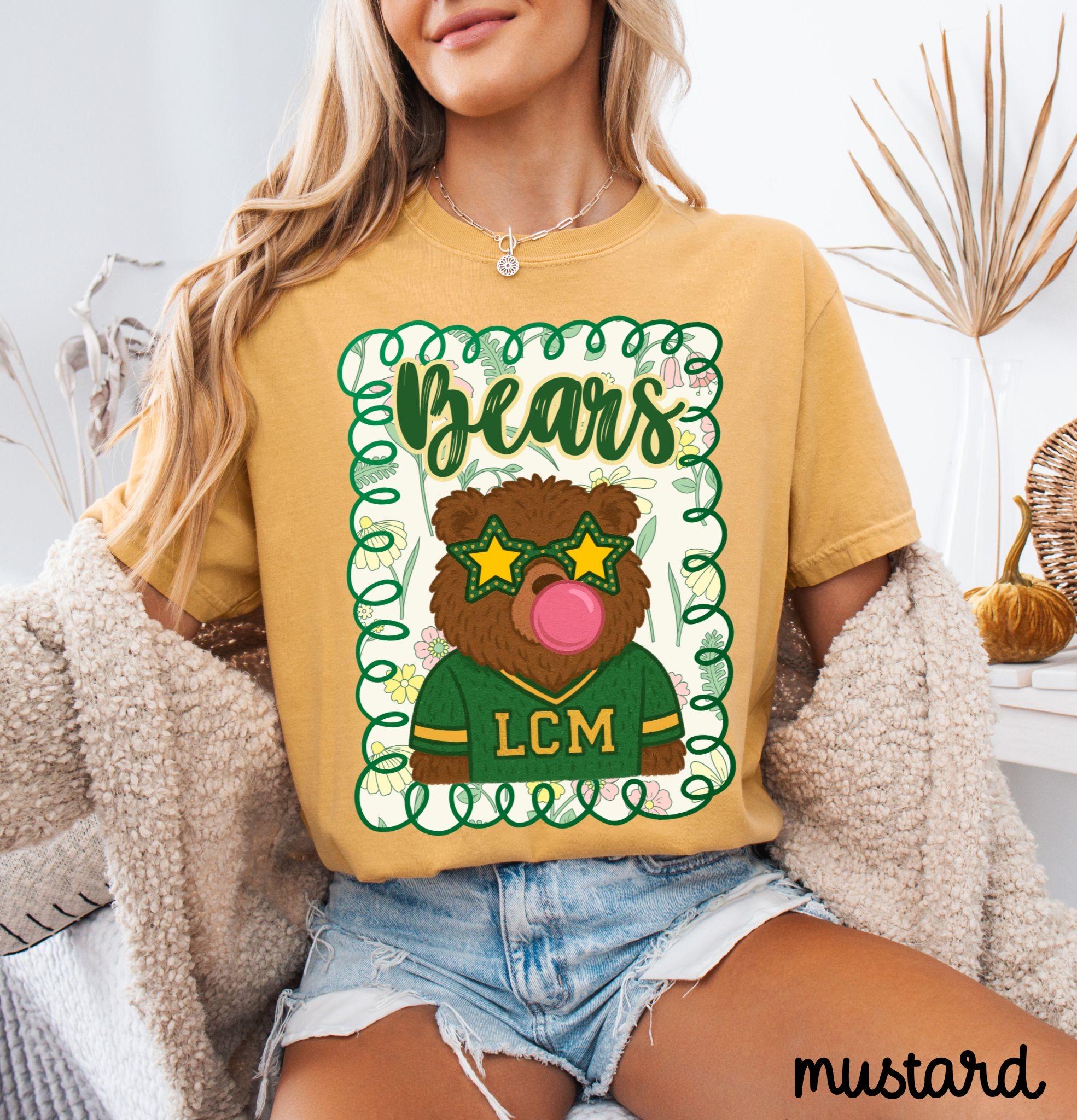 Comfort Colors LCM Bears Shirt | Cute Mascot Tee | Star Glasses Bear | School Spirit Shirt | Game Day Graphic Tee | Battling Bears Shirt