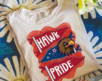 Hawk Pride School Mascot Tee • Comfort Colors Vintage Game Day Spirit Shirt