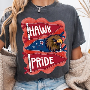 Hawk Pride Comfort Colors Graphic Tee | School Spirit Shirt | Distressed Vintage Hawk Design | Comfort Colors | Team Mascot Shirt
