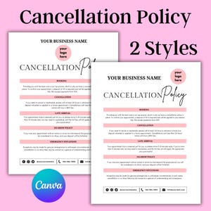 Salon Cancellation Policy, Editable Spa Policies, Lash Policy Template, No Show, Hair Salon, Spa Rules, Tattoo Artist, Massage Therapist