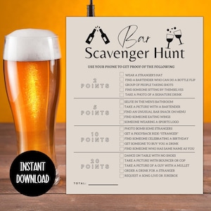 Bar Crawl Scavenger Hunt, Bar Scavenger Hunt, Bar Games, Adult Scavenger Hunt, Birthday Bar Crawl, Ladies Night Games, Pub Crawl Game