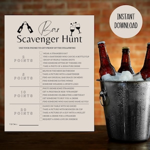 Bar Crawl Scavenger Hunt, Bar Scavenger Hunt, Bar Games, Adult Scavenger Hunt, Birthday Bar Crawl, Ladies Night Games, Pub Crawl Game