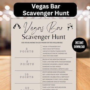 Vegas Bachelorette Bar Scavenger Hunt, Bar Crawl, Bar Games, Adult Scavenger Hunt, Birthday Bar Crawl, Ladies Night Games, Pub Crawl