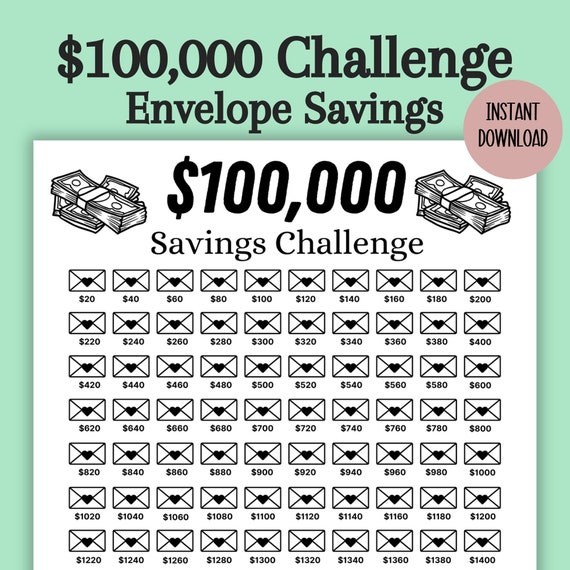 100000 Savings Challenge Printable, 100k Savings Challenge, Money Saving Challenge, Envelope Challenge, Savings Tracker, Digital Download - Etsy 100000 Savings Challenge Printable, 100k Savings Challenge, Money Saving Challenge, Envelope Challenge, Savings Tracker, Digital Download - Etsy