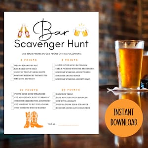 Bar Scavenger Hunt, Bar Crawl Scavenger Hunt, Bar Games, Adult Scavenger Hunt, Birthday Bar Crawl, Ladies Night Games, Pub Crawl Game
