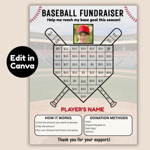 Fill My Base Fundraiser, Baseball Donation Printable, Editable Softball Canva Template, Fill My Base Canva Download, Sports Team Support