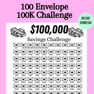 100k Savings Challenge Printable, 100,000 Savings Challenge, Money Saving Challenge, Envelope Challenge, Savings Tracker, Digital Download