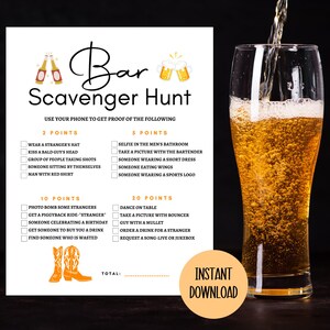 Bar Scavenger Hunt, Bar Crawl Scavenger Hunt, Bar Games, Adult Scavenger Hunt, Birthday Bar Crawl, Ladies Night Games, Pub Crawl Game