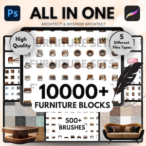 ALL IN ONE - 10000+ Furniture Design Bundle, Comprehensive Interior Architectural Design Set, Top & Front Furniture Views, Digital Product