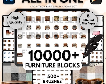ALL IN ONE - 10000+ Furniture Design Bundle, Comprehensive Interior Architectural Design Set, Top & Front Furniture Views, Digital Product
